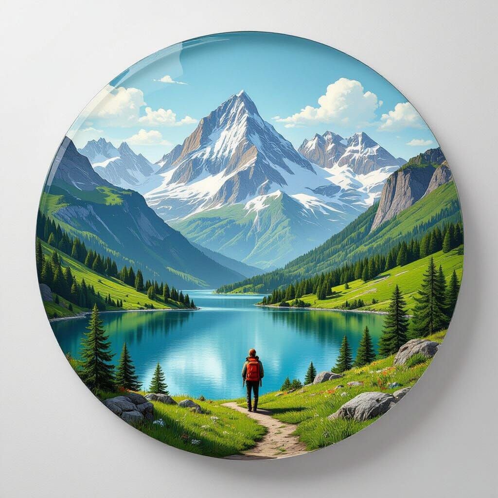 Glass and Metal Mountain Landscape in Digital Art Style