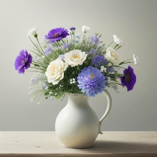 Floral Still Life: Catananche Caerulea, Impressionist Oil Pa...
