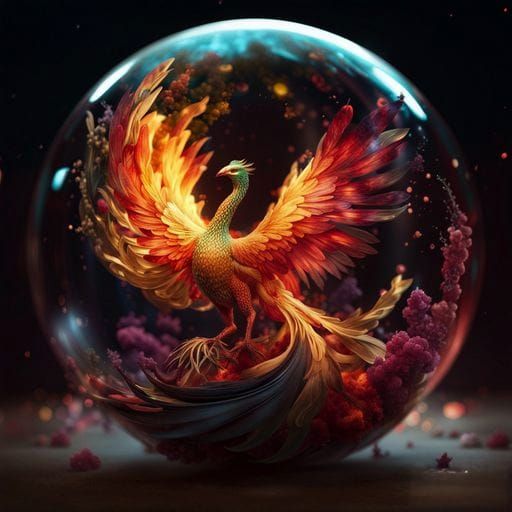 Phoenix Enclosed in Glass Sphere