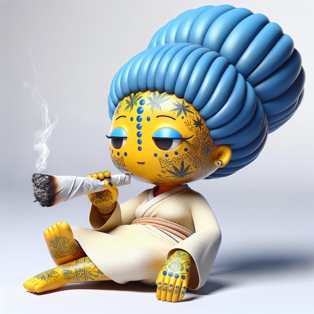 Tattooed Cartoon Character Smoking