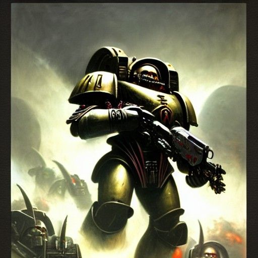Warhammer 40,000 Space Marine in Art Deco Style