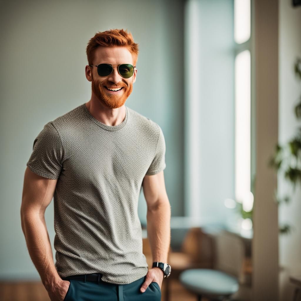 Smiling Ginger Man in Sunglasses, Professional Photo