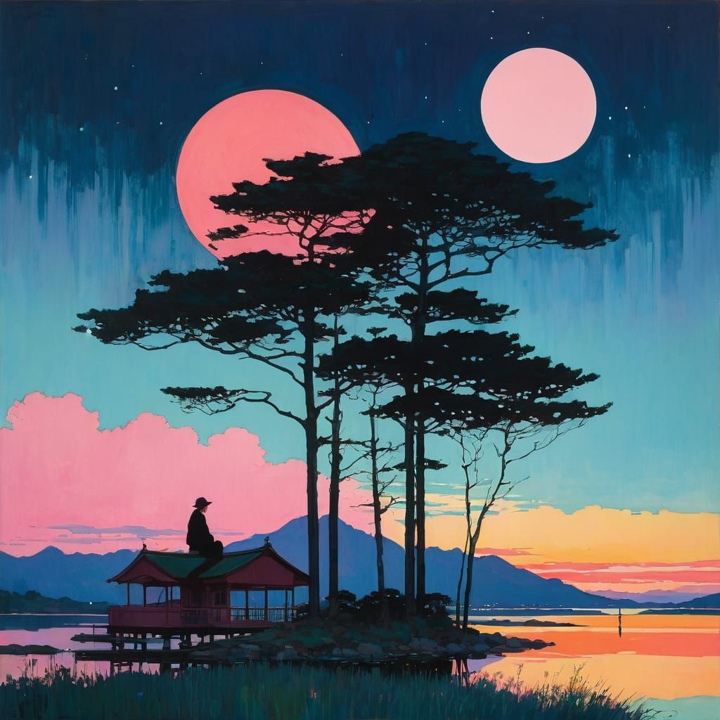 Cityscape Sunset Inspired by Modern Masters