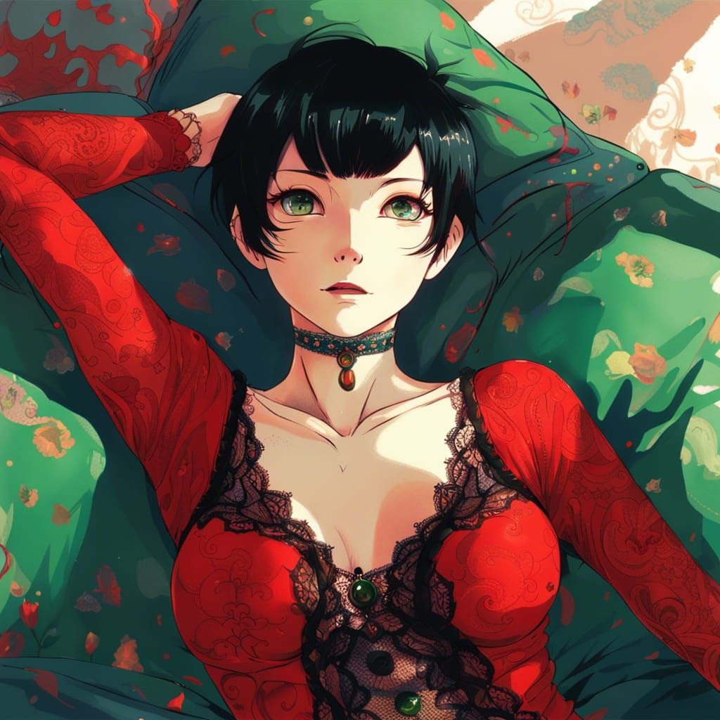 Anime Woman in Lace: Ghibli-Inspired Key Visual