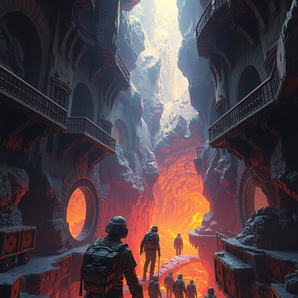 Journey to Earth's Core: High Fantasy Illustration