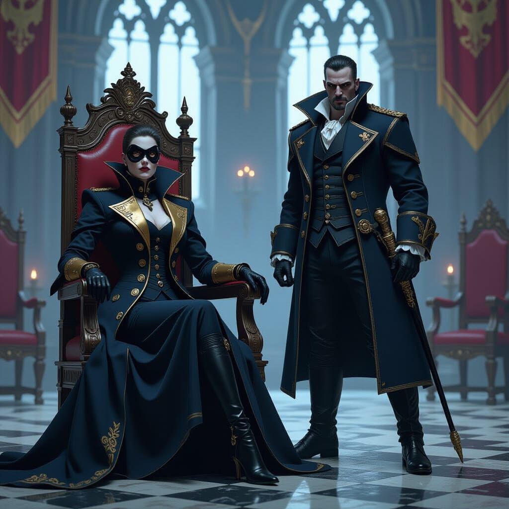 Emily Kaldwin and Corvo Attano in Gothic Throne Room