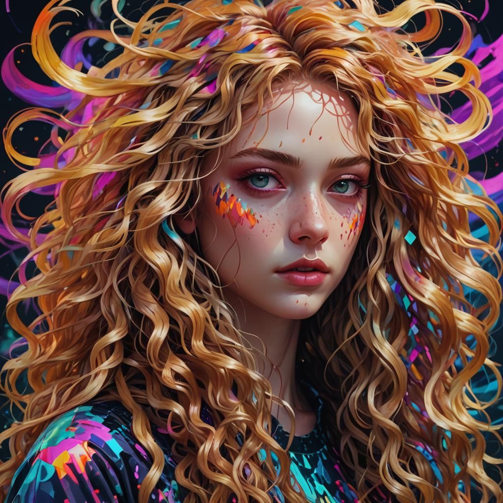 Psychedelic Glitch Art Portrait of a Girl