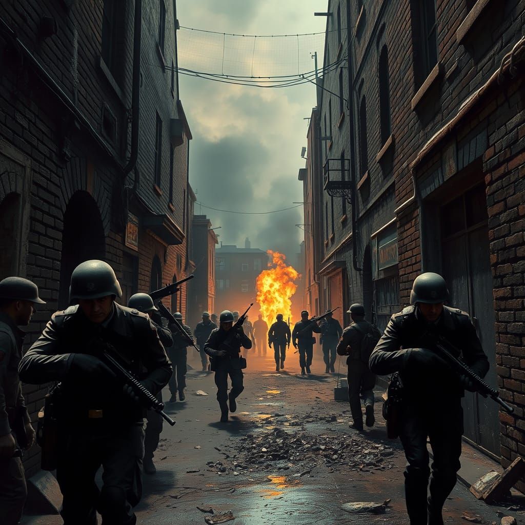 Intense Wolfenstein Battle Scene in Cinematic Style