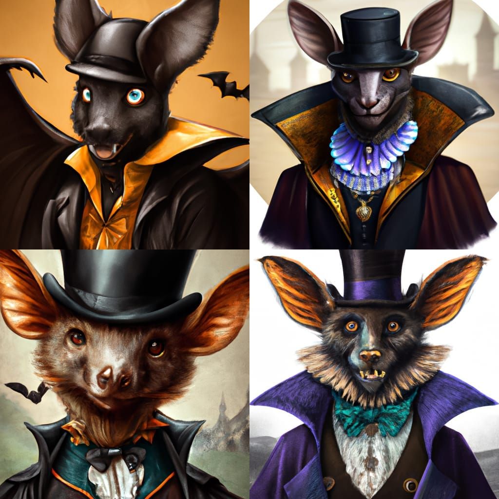 Fruit Bat Undertaker Portrait in Clockpunk Style