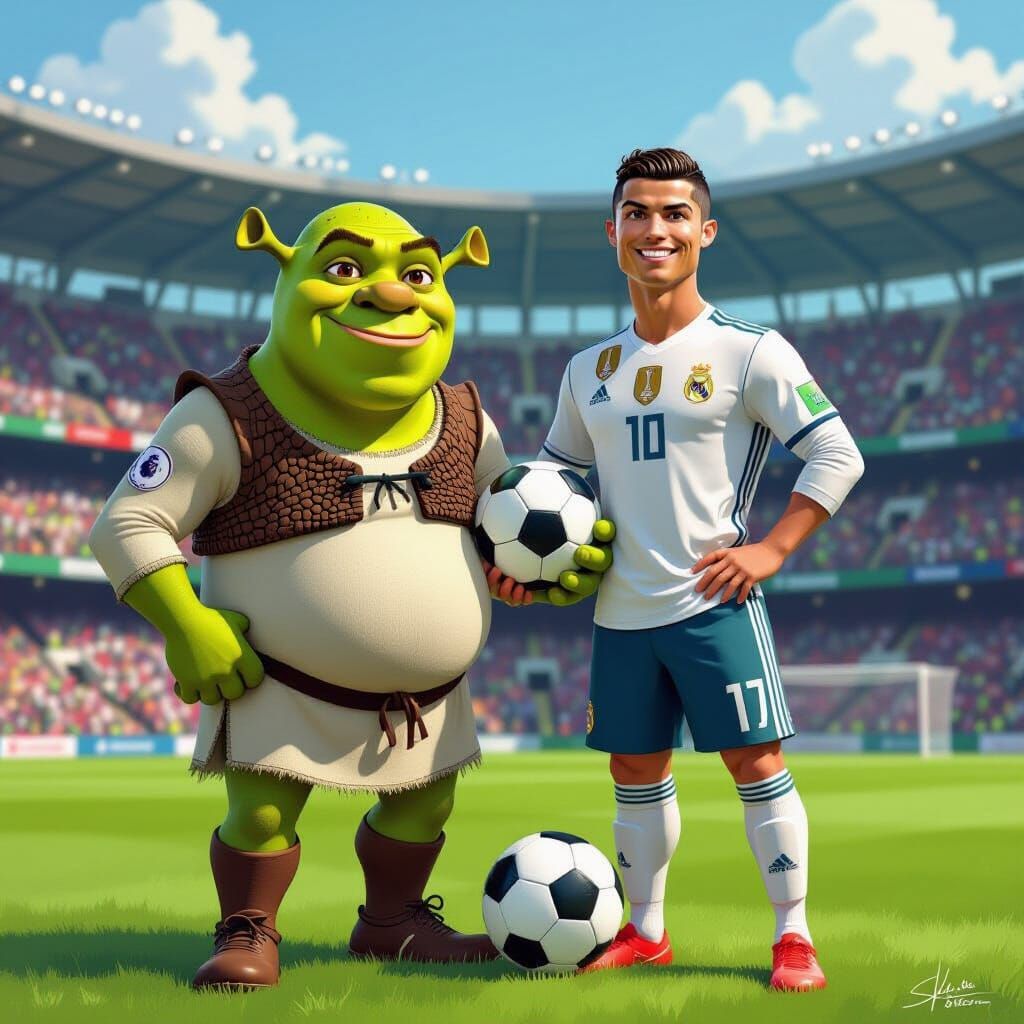 Shrek and Ronaldo in Dreamworks Style