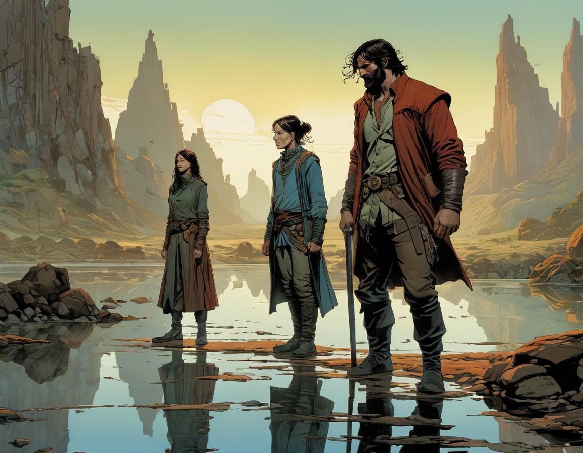 16k, by Jarrell Gibbs & Charles Vess, in the style of Mœbius...