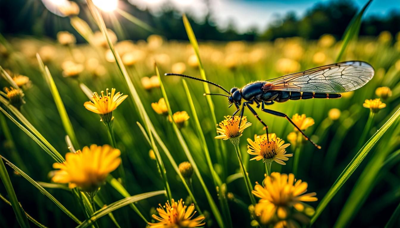 Hyperrealistic Insect-Eye View of a Pollen-Rich Meadow