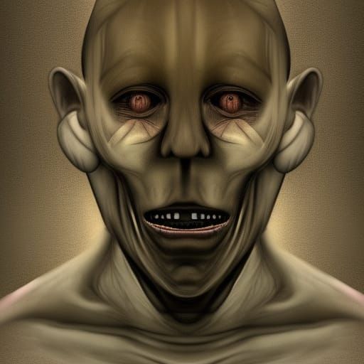 Surreal Horror Forest Face in Sketch Style