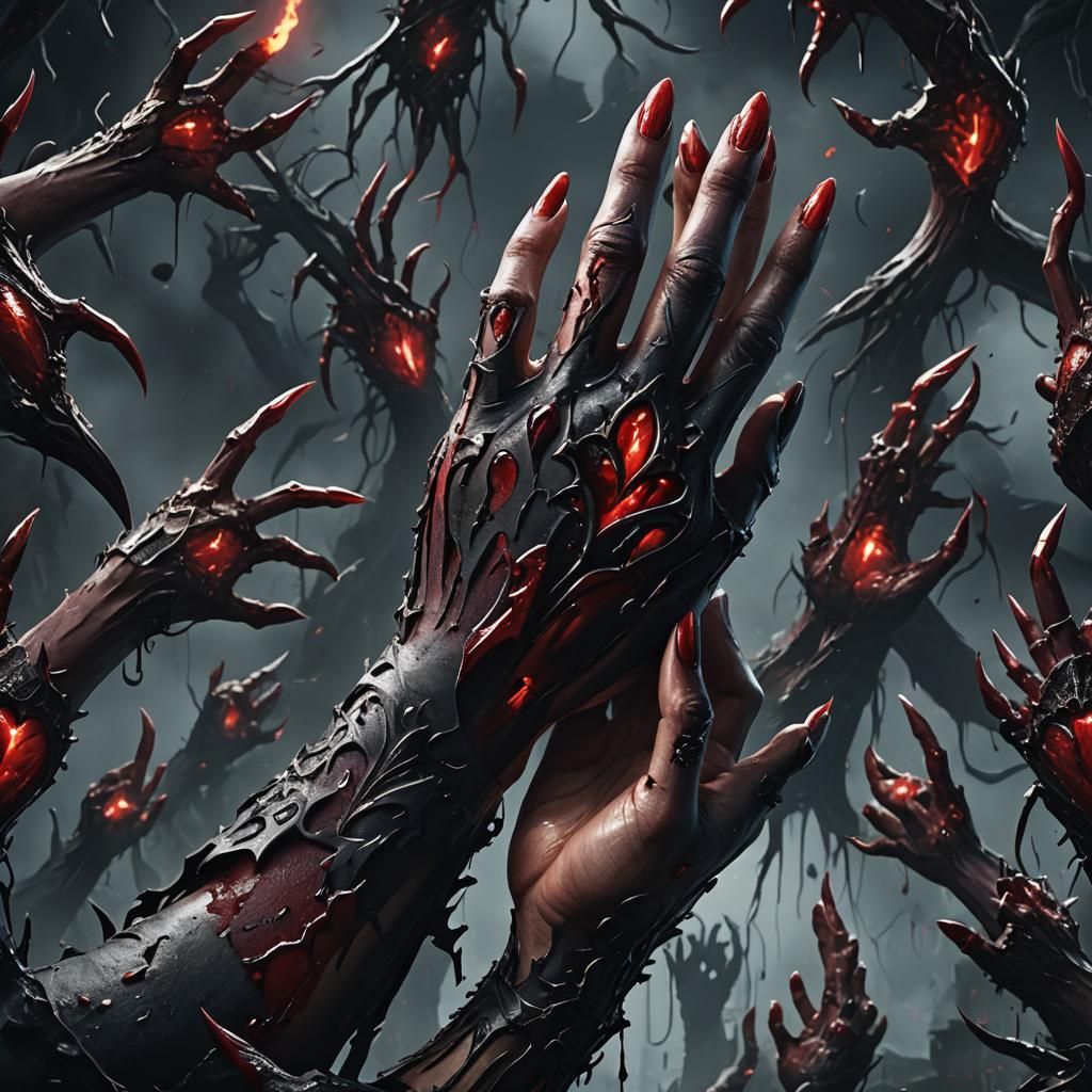 Clawed Hand Grips Bleeding Heart: Dark Fantasy Art