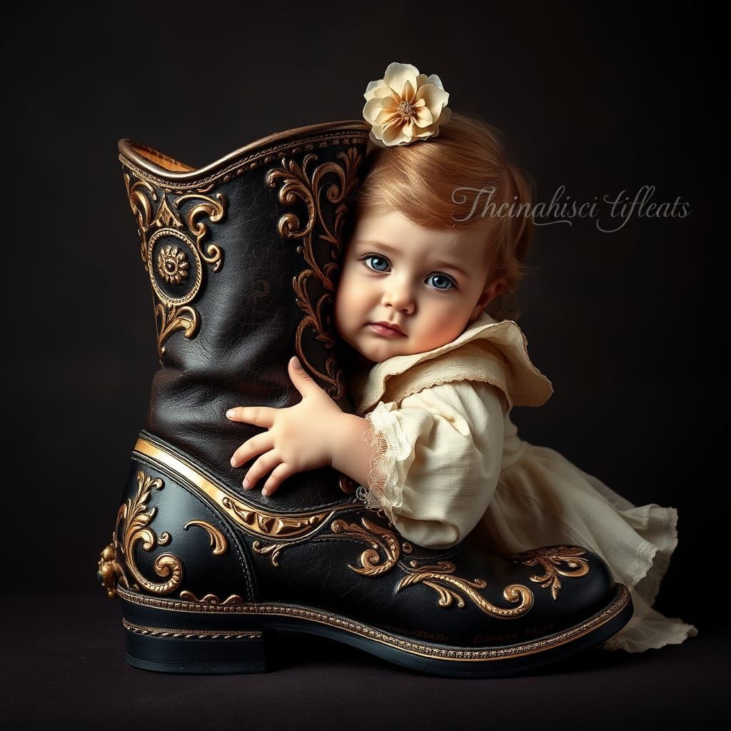 Victorian Boot with Child's Embrace