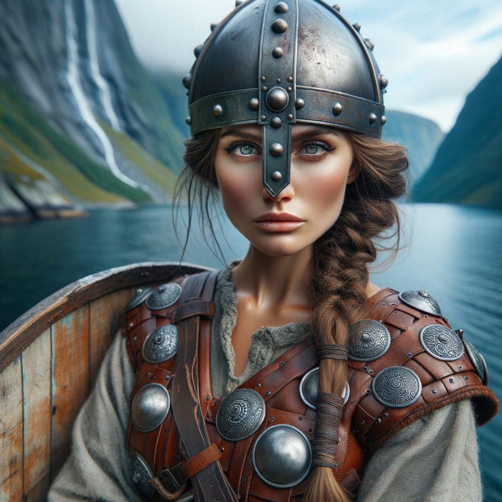 Viking Woman Warrior in Norwegian Fjord