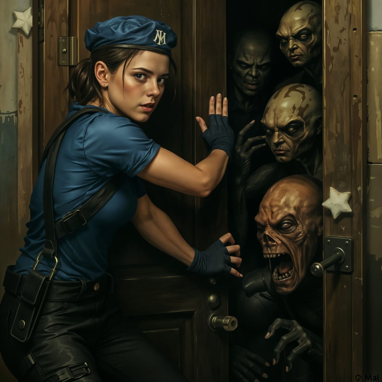 Comic Book Style Pencil and Oil Illustration