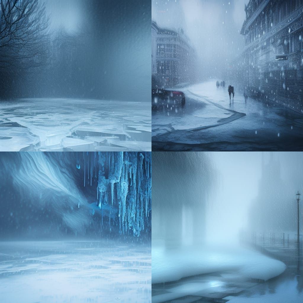 Fluid Acrylic Art of a Winter Storm