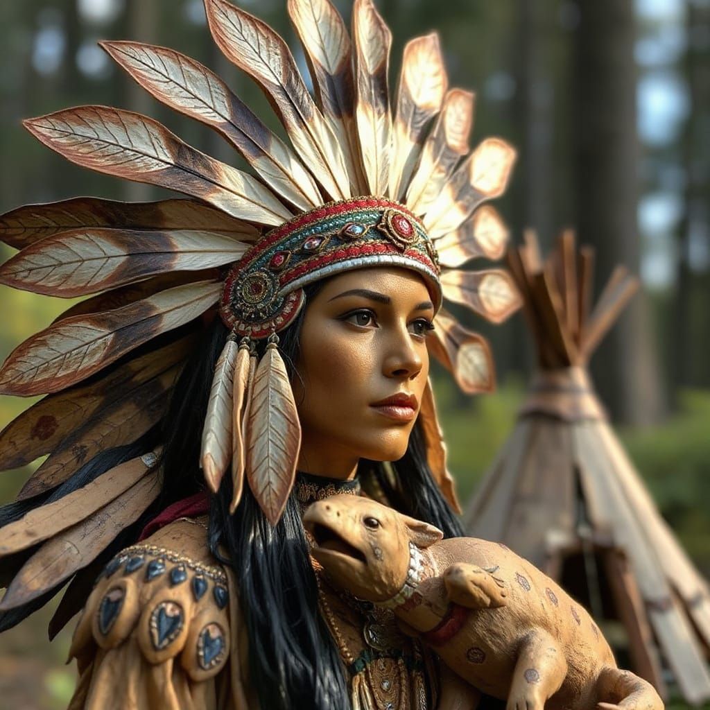 Native American Beauty with an Wooden Headdress  @Andrearosalife