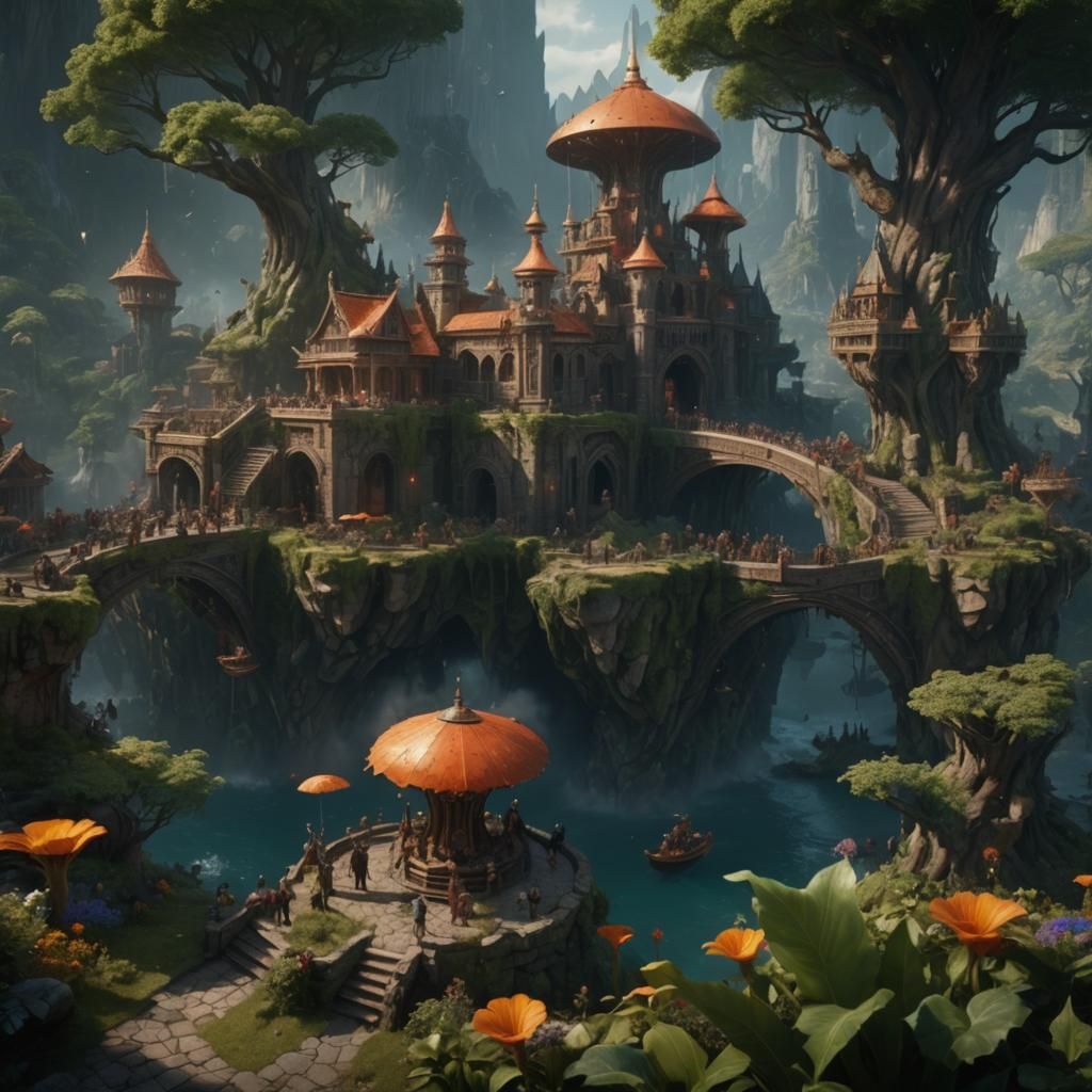 Detailed Matte Painting of Many People