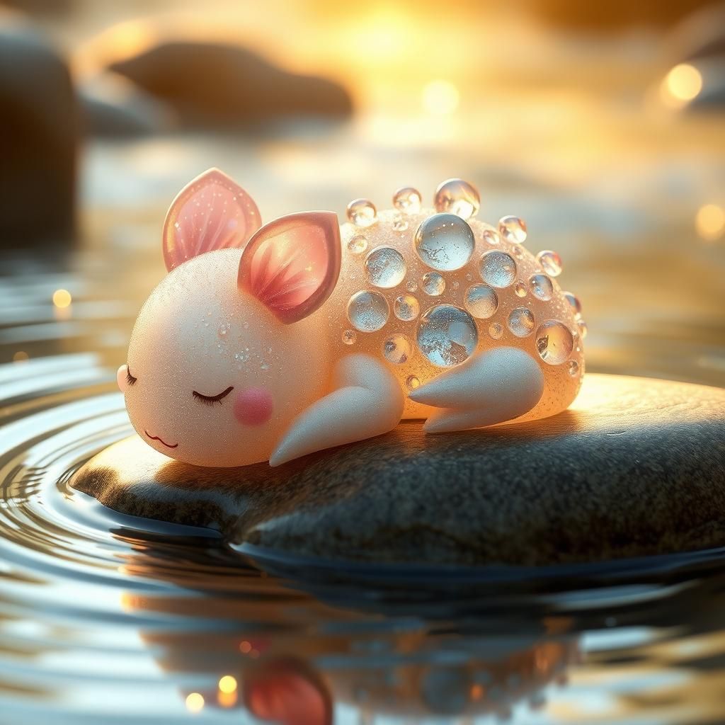 Dreamlike Creature of Dewdrops and Diamonds