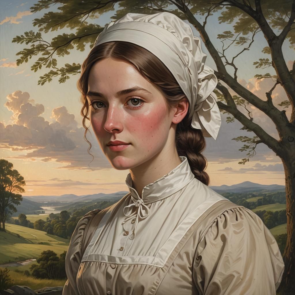 Neoclassical Portrait of Young Woman in Landscape