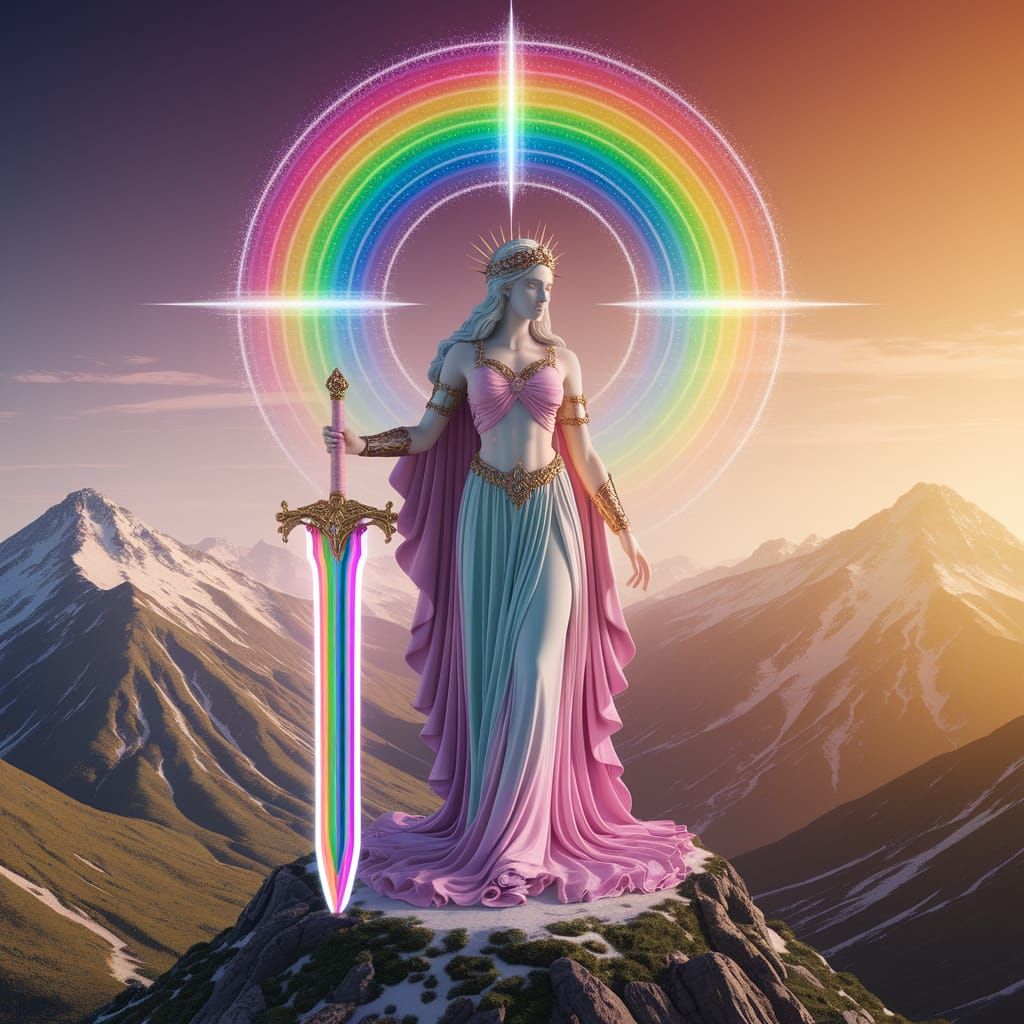 Goddess of the Rainbow in Renaissance Art Deco Style
