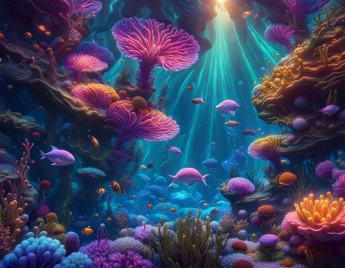 Vivid Amoebas Dancing in Underwater Wonderland