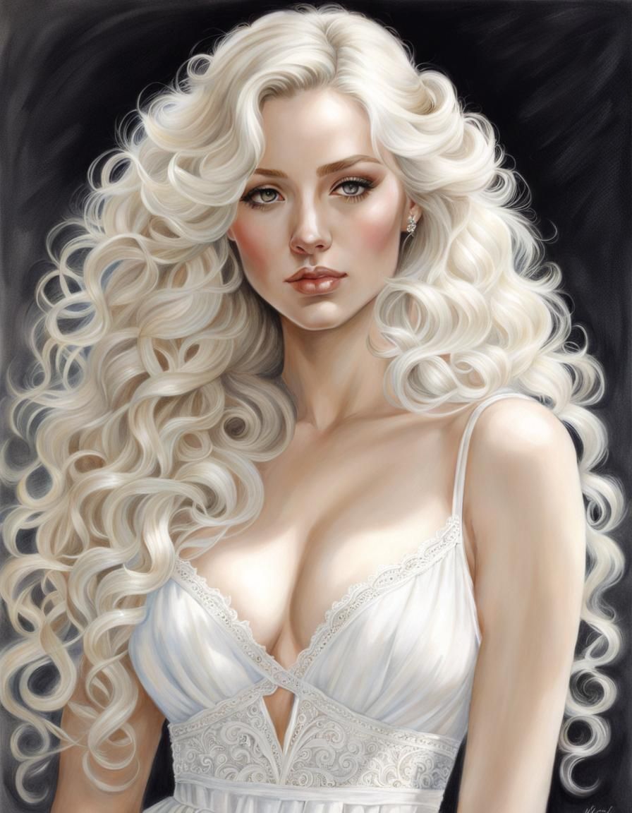 Detailed Graphite Pencil Drawing of a Blond Girl