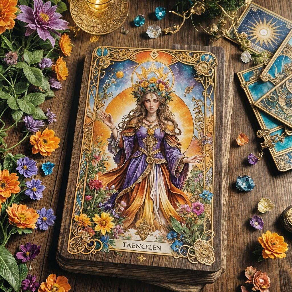 Enchantress Tarot Card in Baroque Watercolor Style