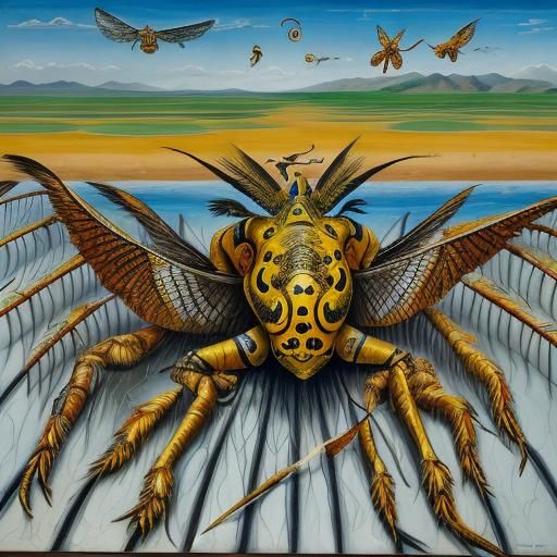 Surreal Cricket Calligraphy in Lucian Freud Style