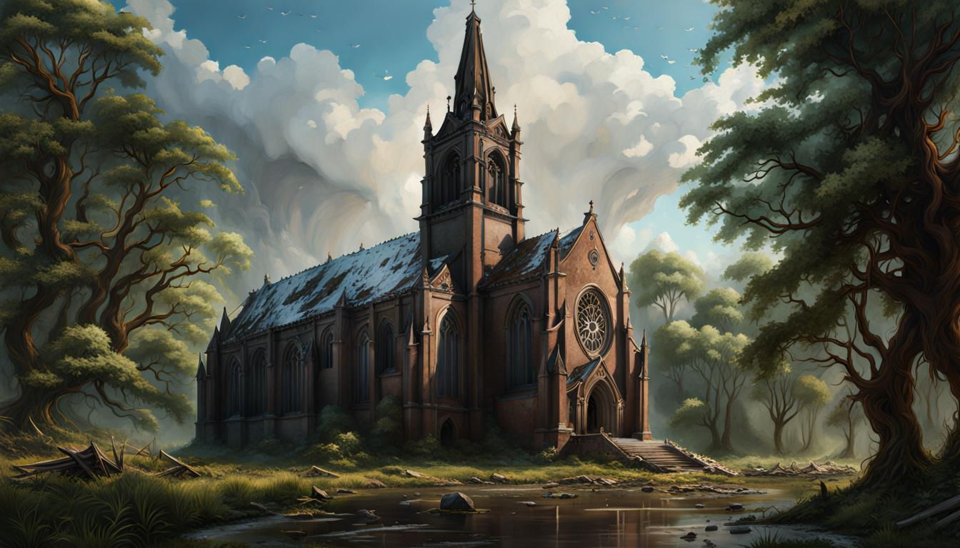 Ruined Church: Vegetation Overtakes a Giant Structure