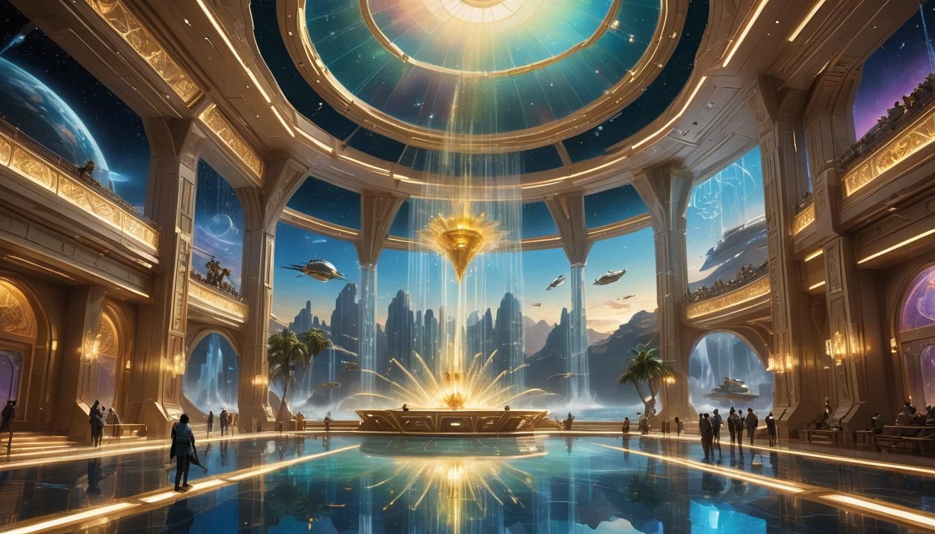 Futuristic Cityscape: Galactic Federation Council Chambers