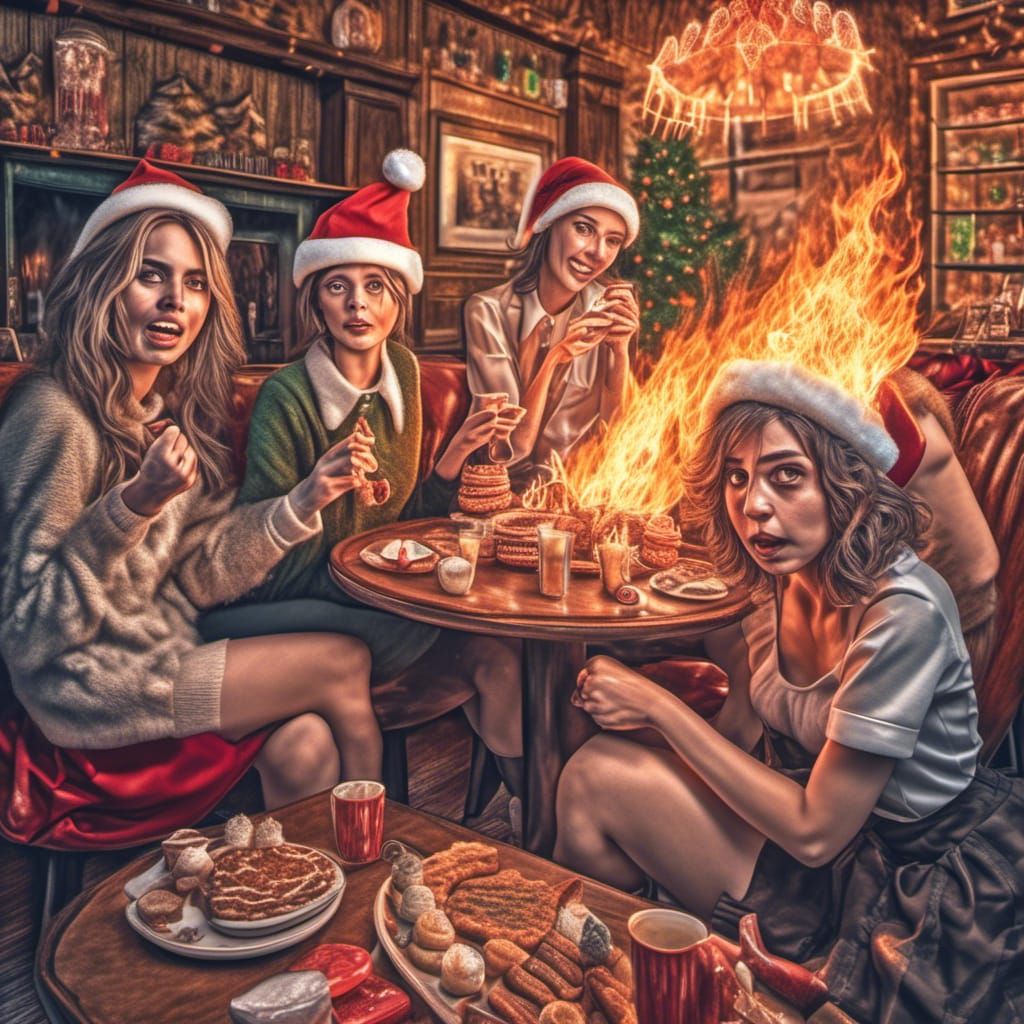 Confused Supermodels in Fiery Christmas Chaos