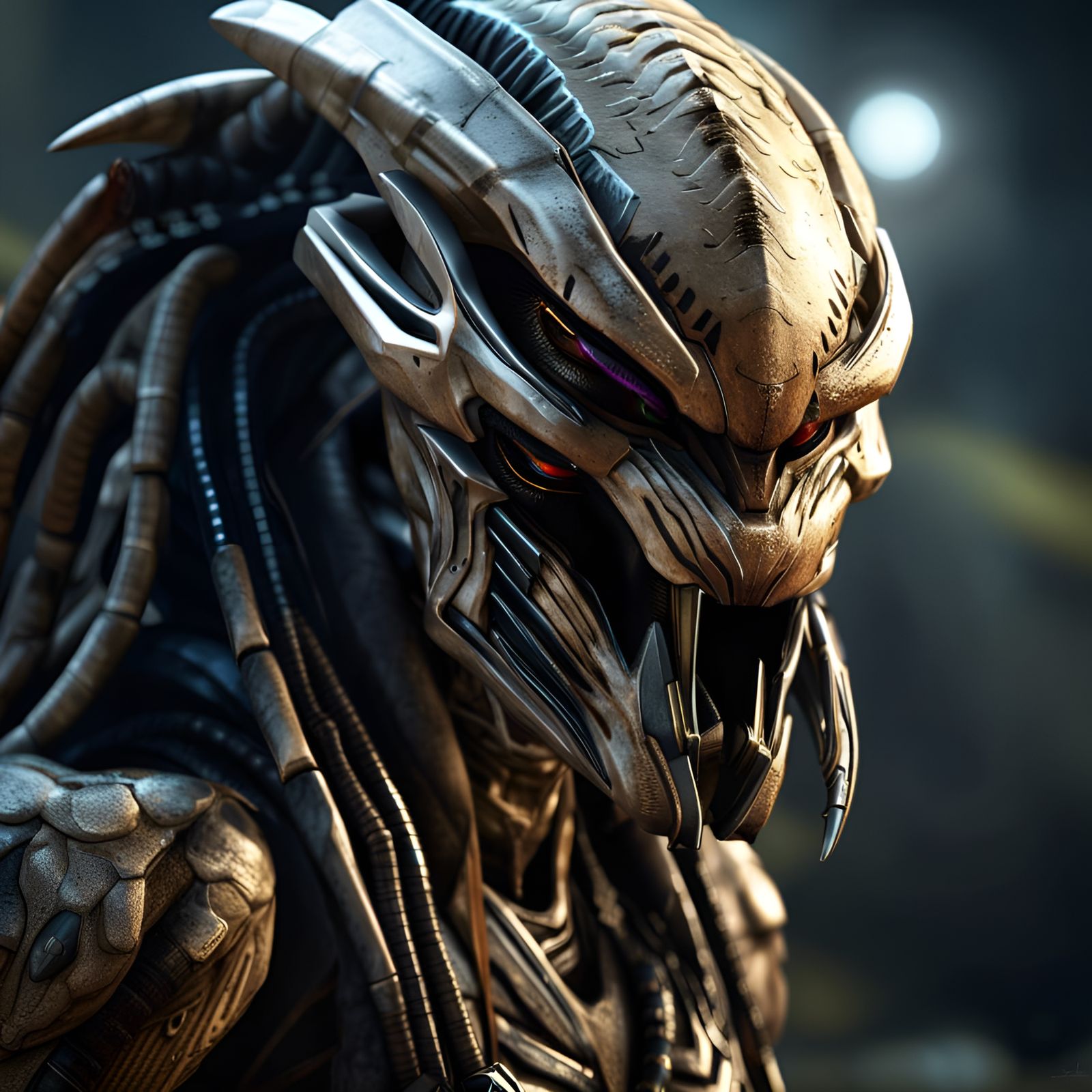 Yautja Predator Portrait in a Future War Zone