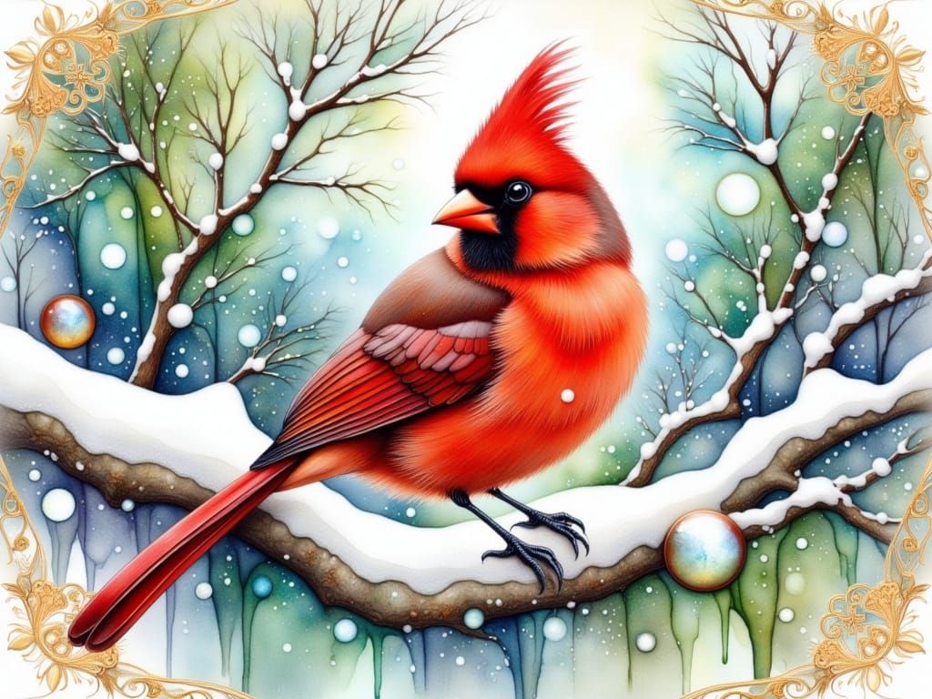 Ethereal Cardinal in Winter Wonderland