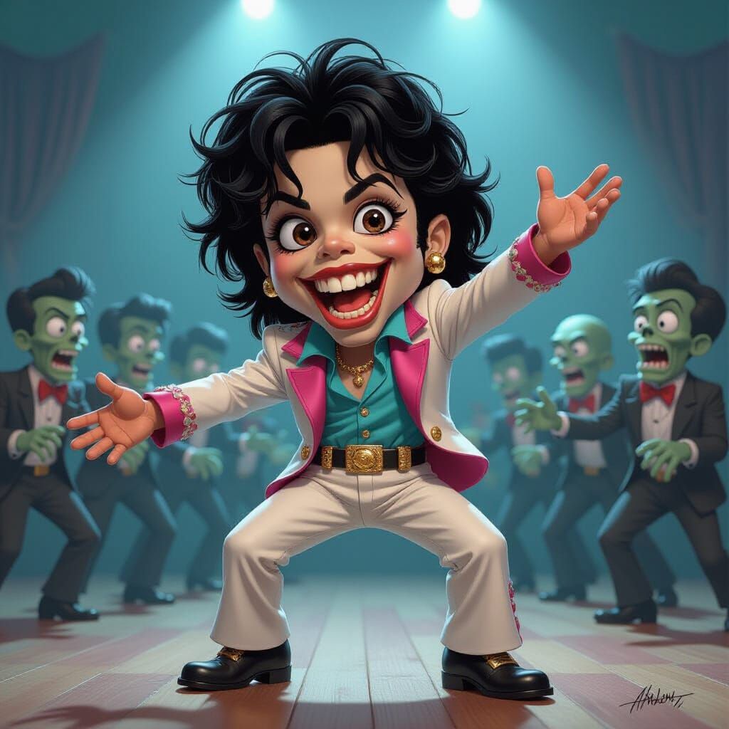 Michael Jackson Thriller Dance with Cartoon Zombies