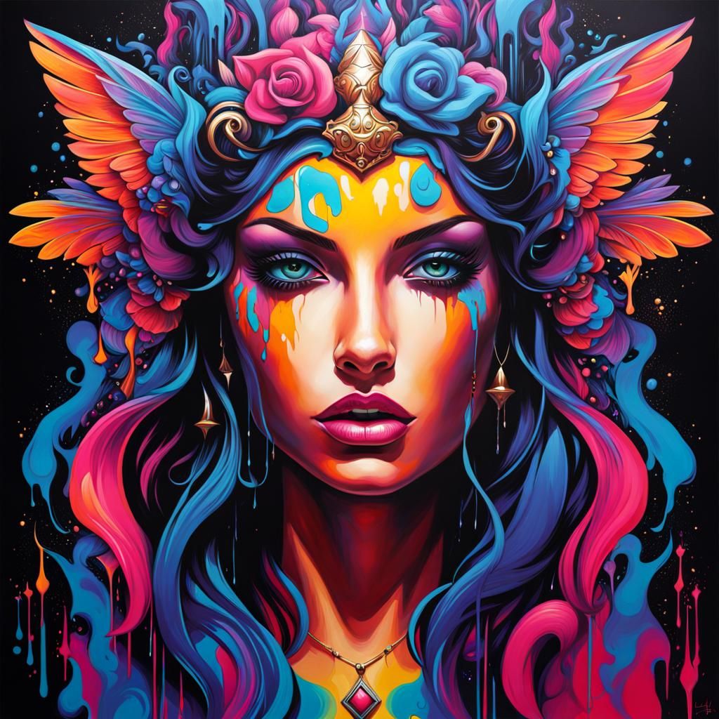 Goddess Lilith in Graffiti Splash Art Style