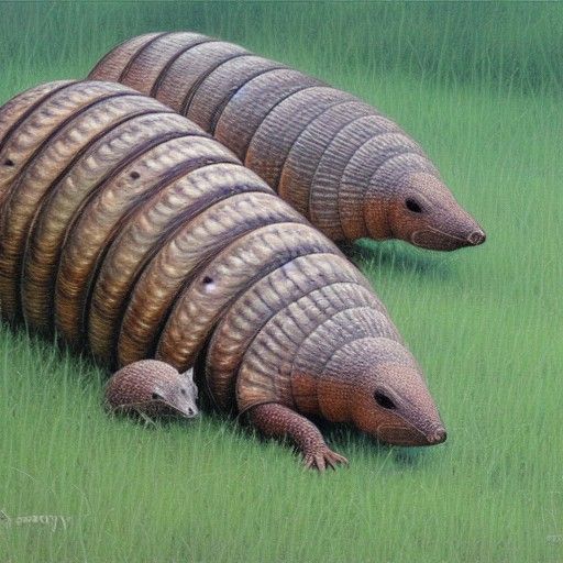 Armadillos in Oil Painting Style