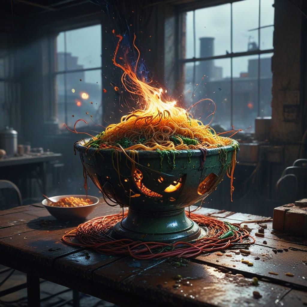 Cyberpunk Noodle Bowl Splash Art