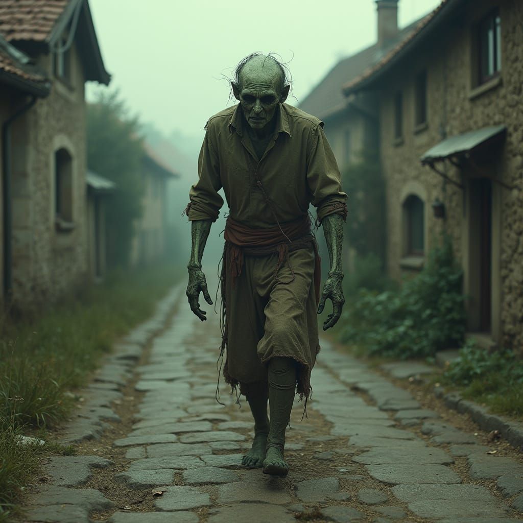 Undead Farmer Strolls Through Medieval Village
