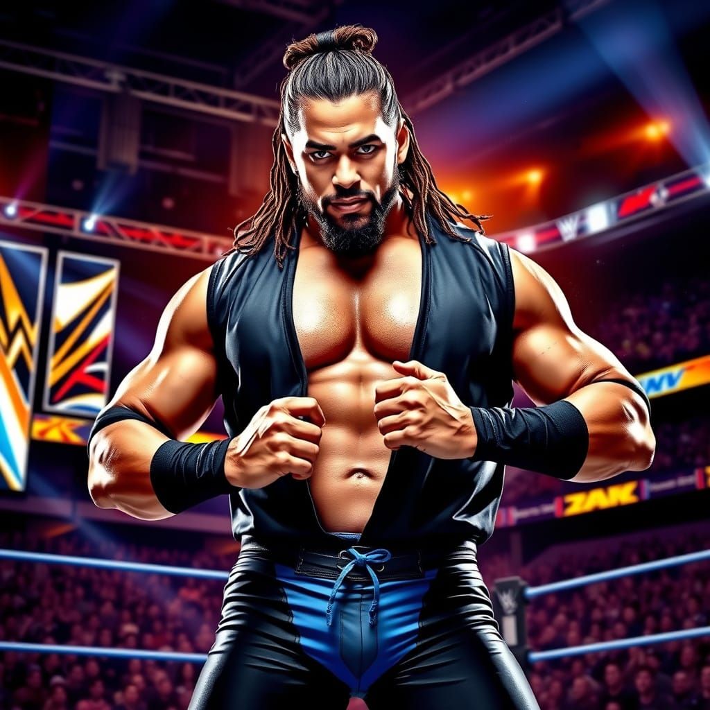 Powerful WWE Wrestler in Comic Book Style