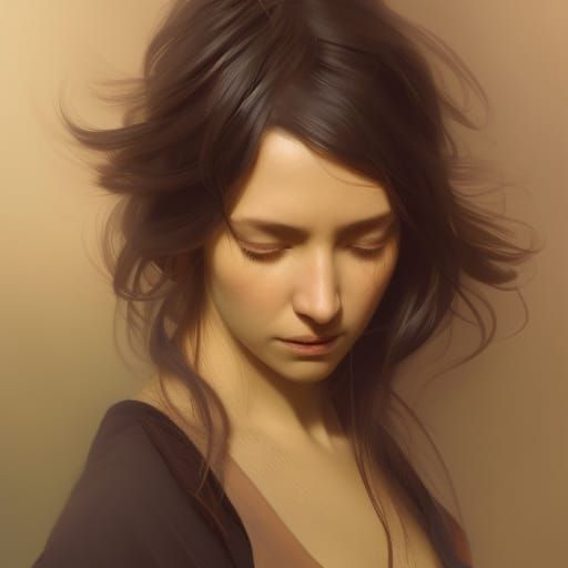 Tranquil Woman Portrait in Digital Art Style
