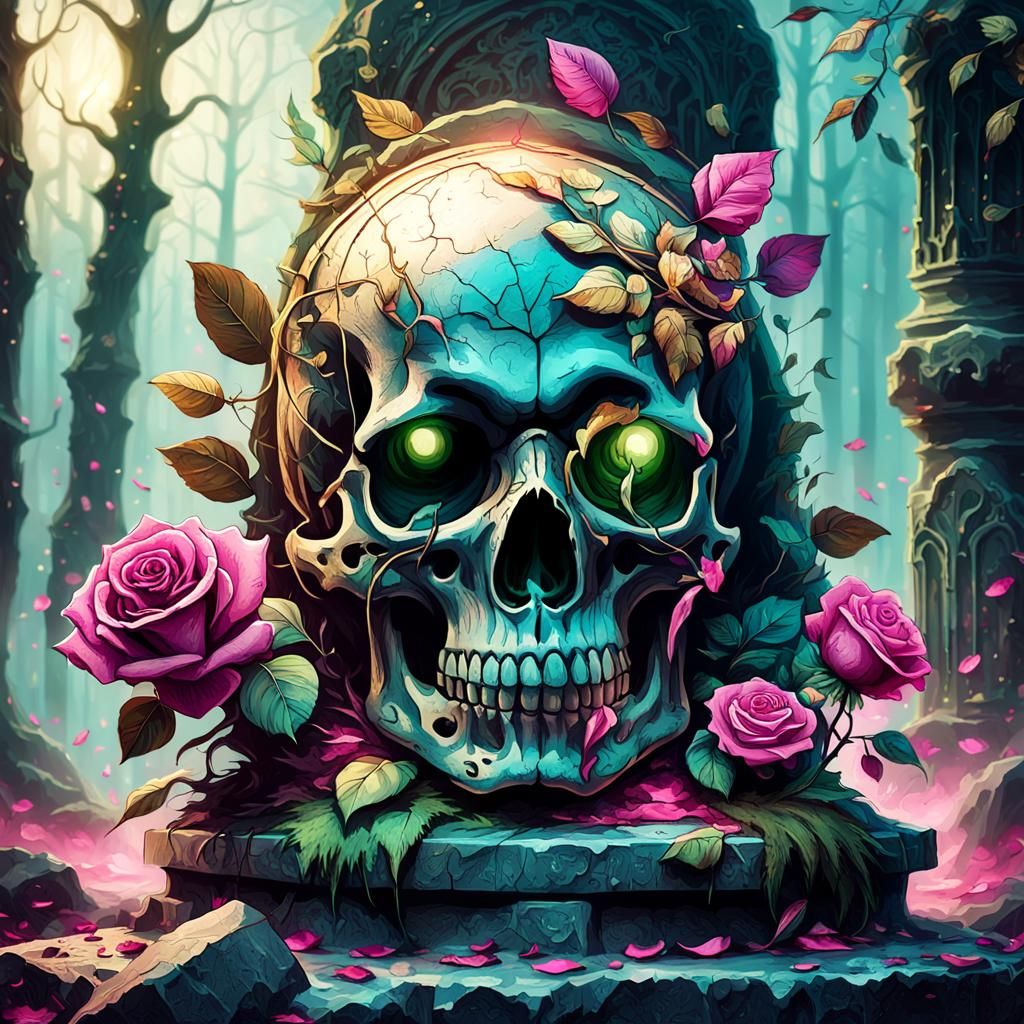 Rose Skull Dark Fantasy Concept Art