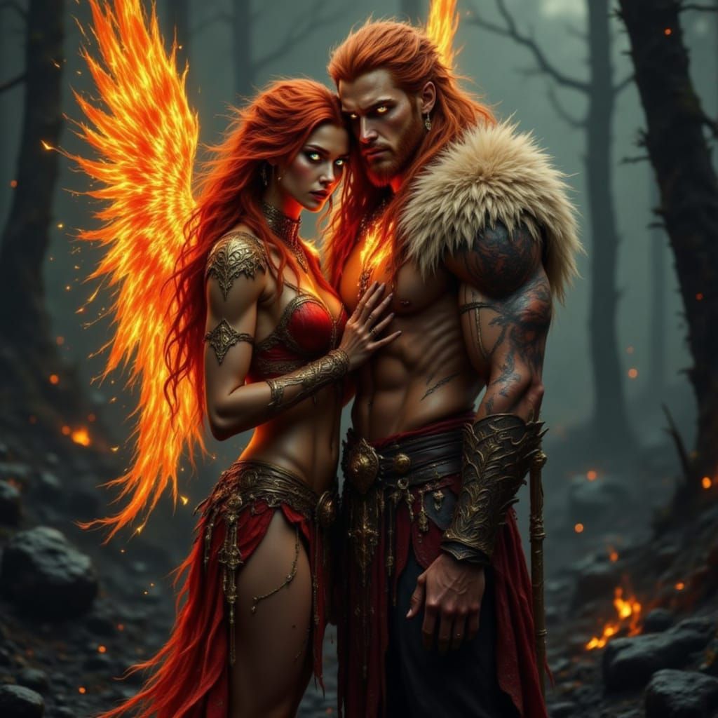 Flame Angel in Dark Viking Style