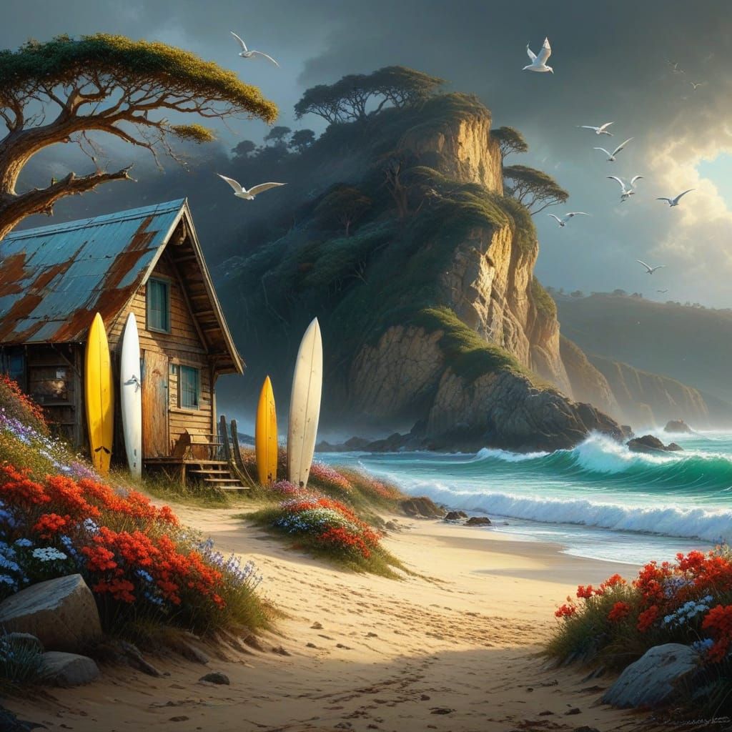 Beachside Surf Shack in Australian Landscape