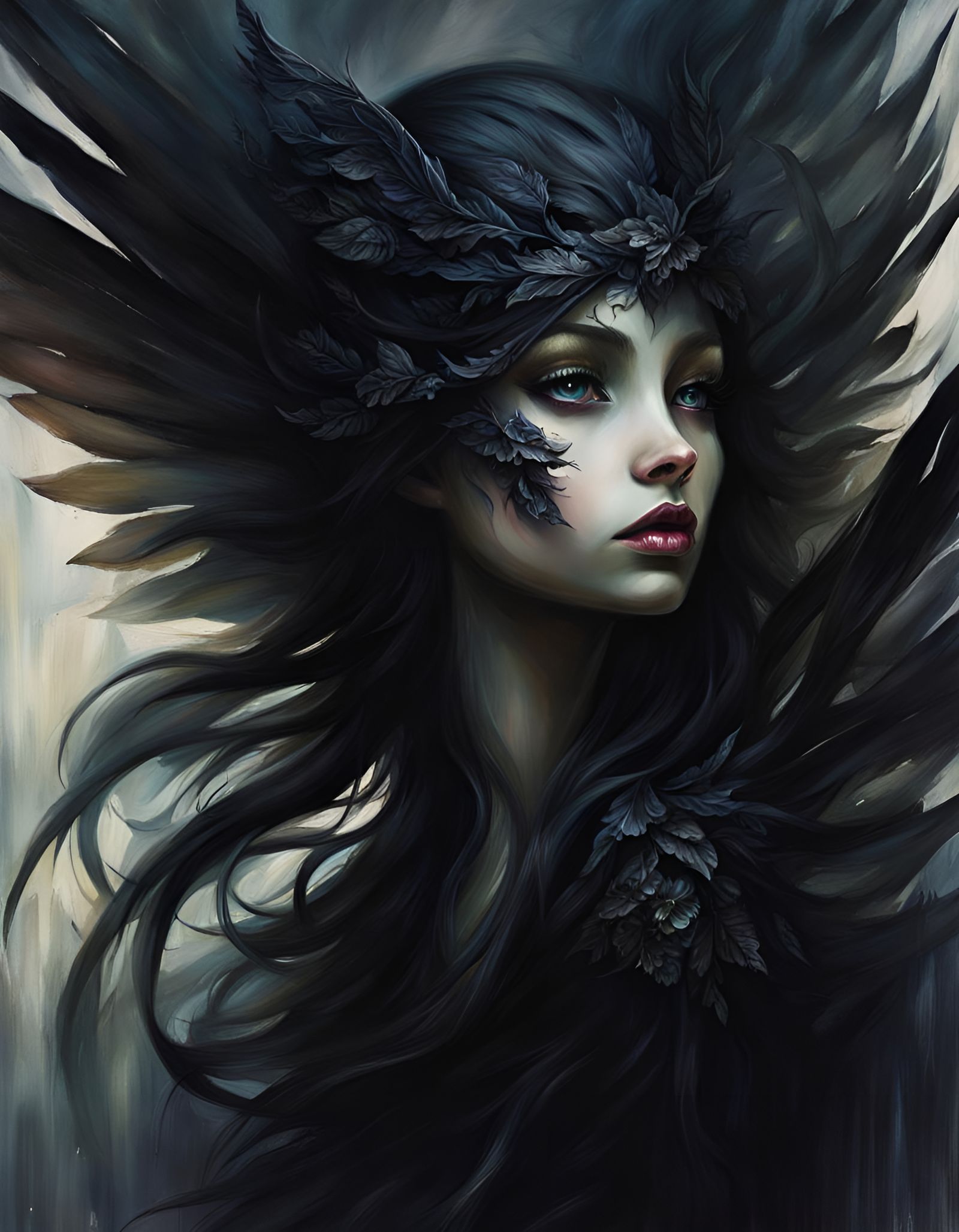 Dreamy Dark Fairy in Vivid Surreal Style