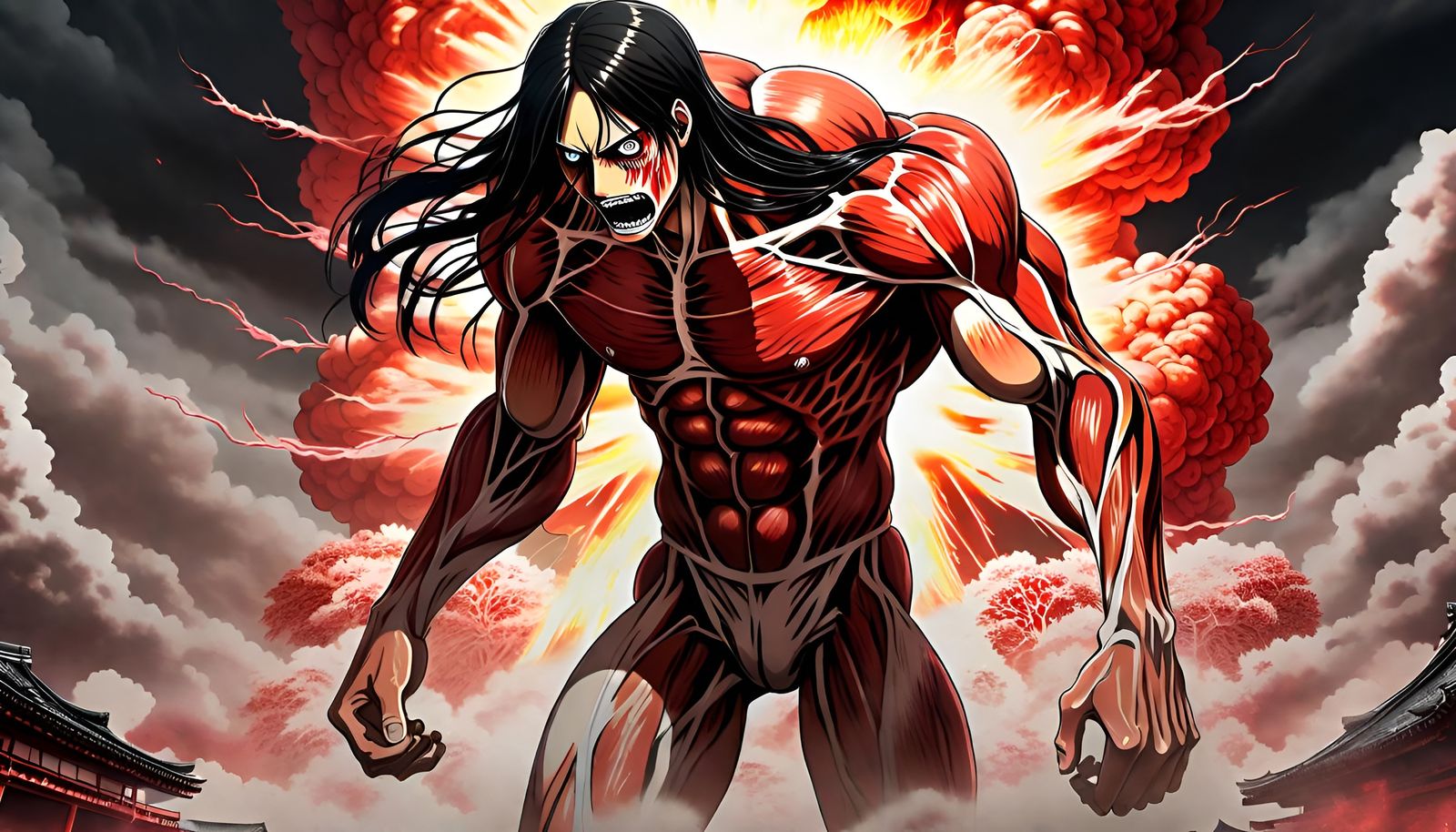 Eren's Titan Transformation: Nuclear Explosion Art