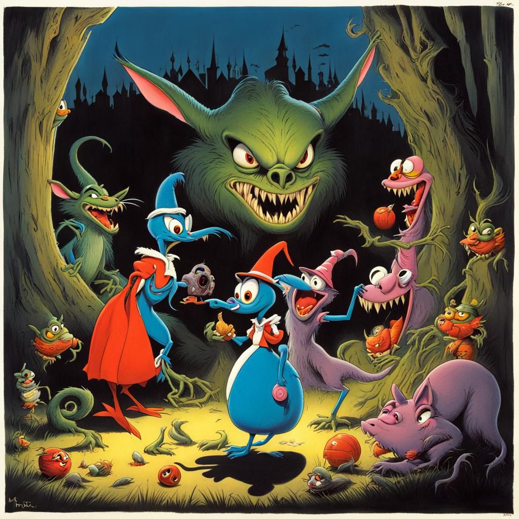 colourful creepy cartoon art