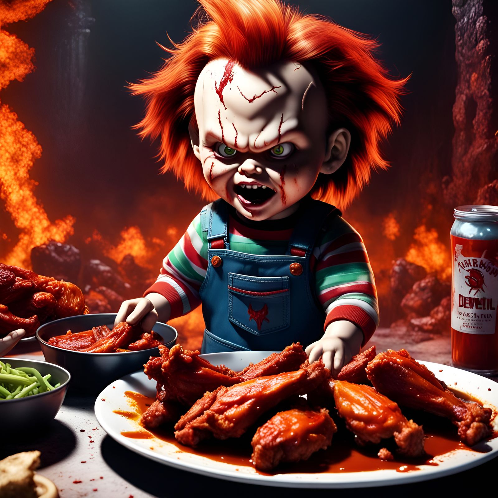 Chucky's Spicy Feast: A Horror Matte Painting